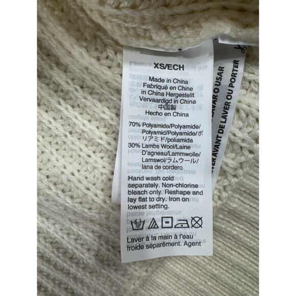 J Crew Women’s Cable Knit Fisherman Sweater XS Ivory Wool Blend Chunky Retro - Picture 8 of 10